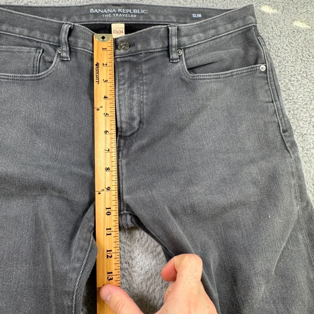 Banana Republic The Traveler‎ Slim Fit Gray Pants Mens 33x33 Stretch Denim Jeans